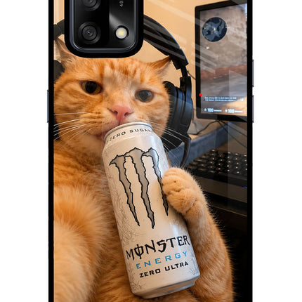 Gamer Cat Energy Oppo F19/F19s Glass Case Back Cover by Casekaro