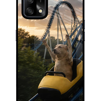 Rollercoaster Dog Oppo F19/F19s Glass Case Back Cover by Casekaro