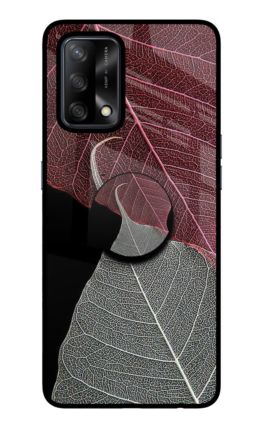 Leaf Pattern Oppo F19/F19s Pop Case, Glass case