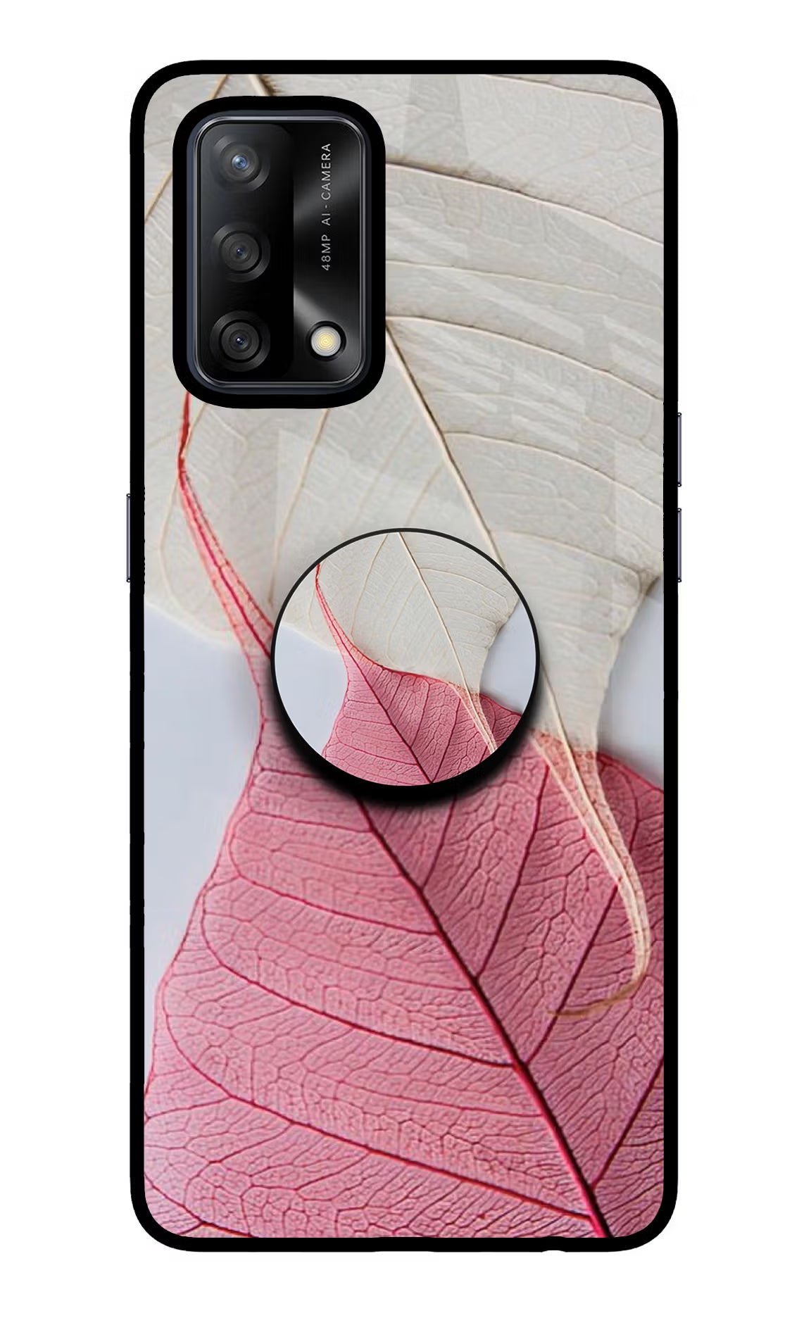 White Pink Leaf Oppo F19/F19s Pop Case by Casekaro