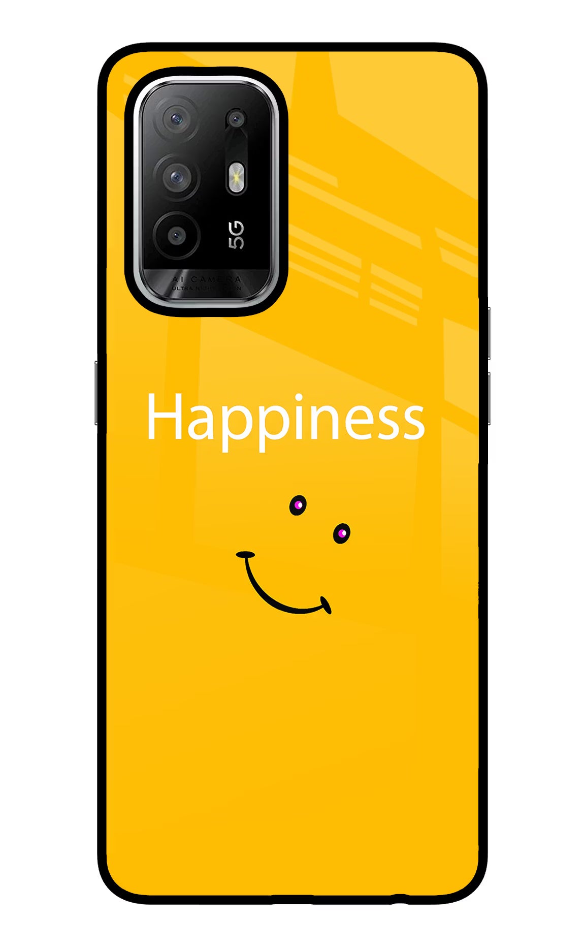 Happiness With Smiley Oppo F19 Pro+ Glass Case Back Cover by Casekaro