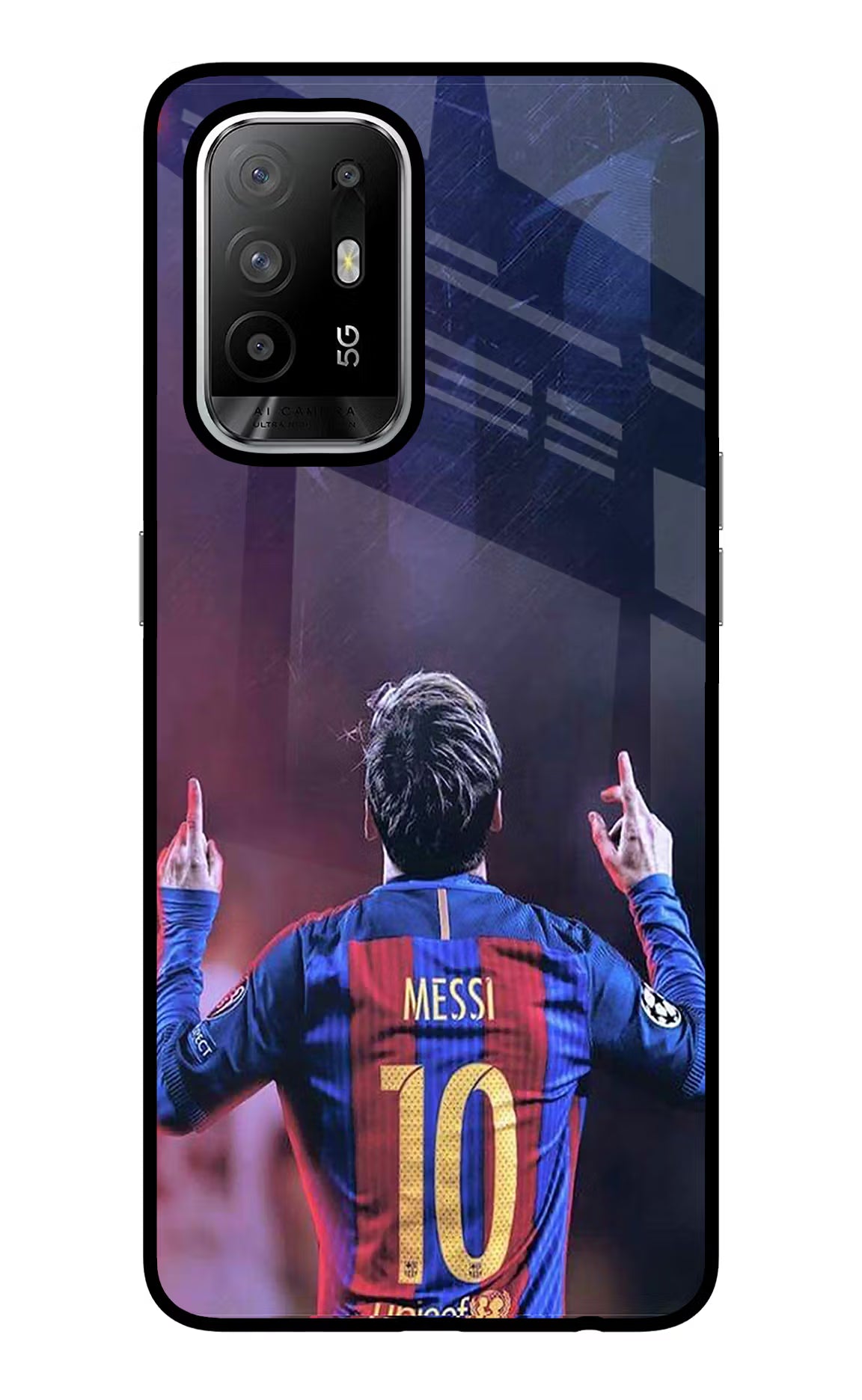 Messi Oppo F19 Pro+ Glass Case Back Cover by Casekaro