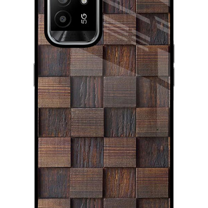 Wooden Cube Design Oppo F19 Pro+ Glass Case Back Cover by Casekaro
