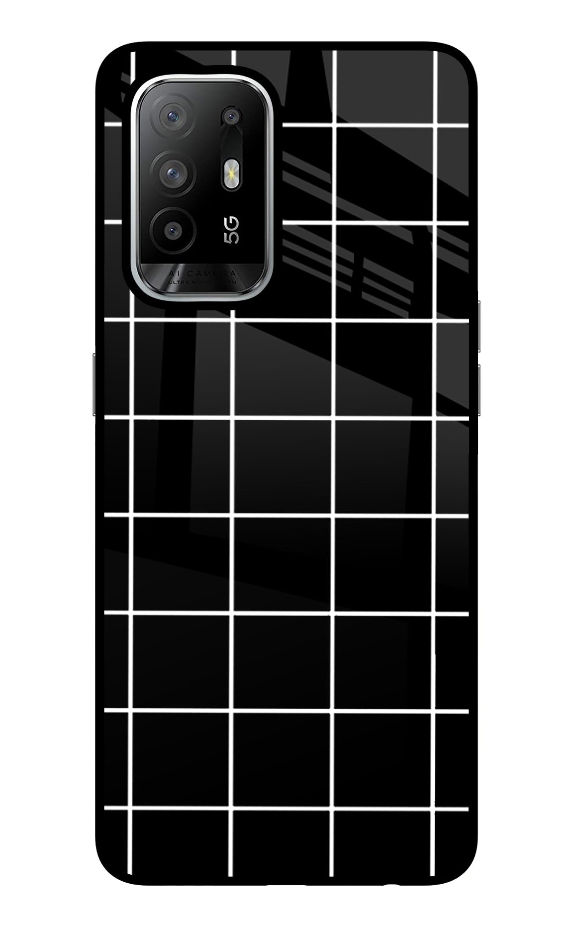 White Grid Oppo F19 Pro+ Back Cover