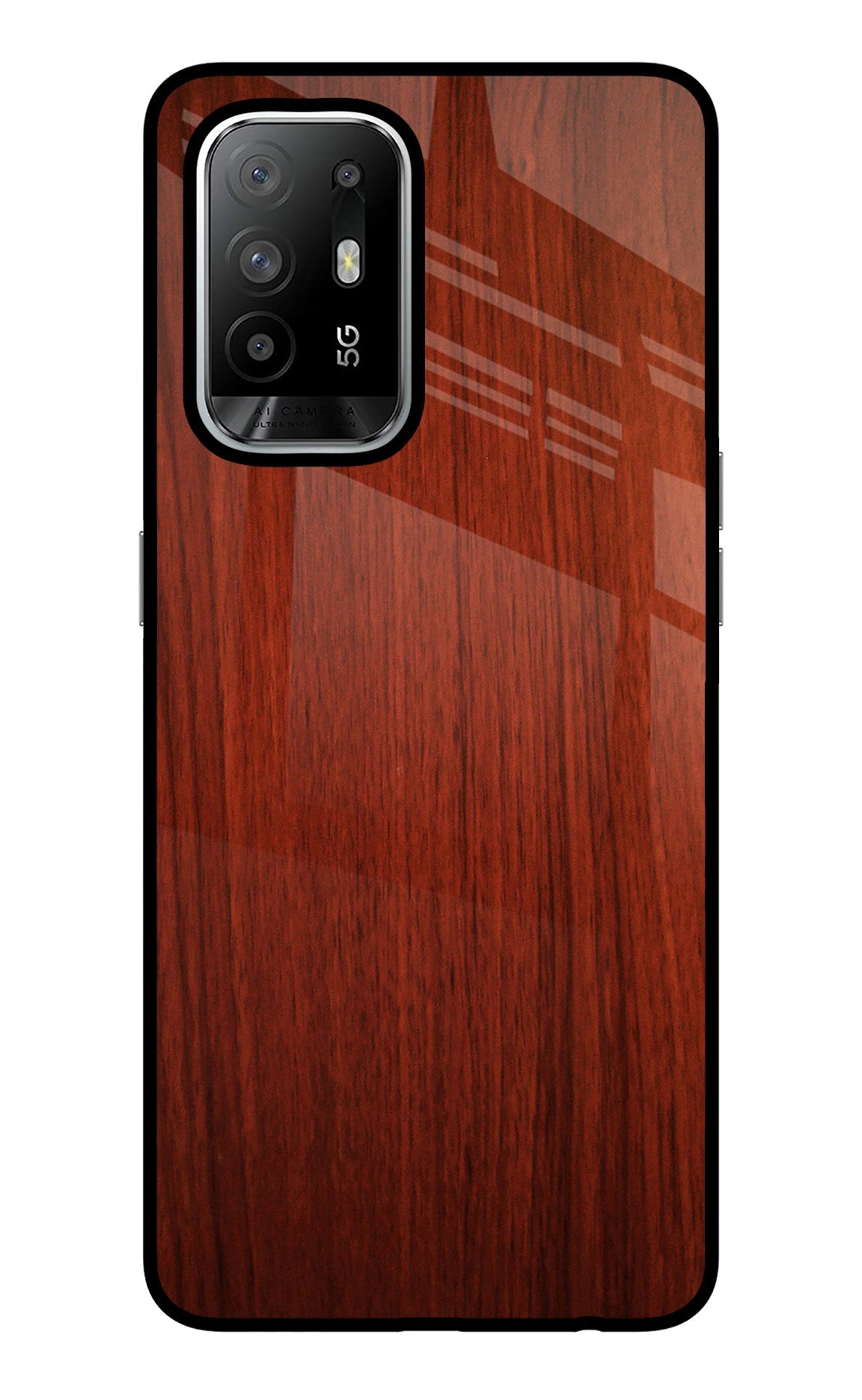 Wooden Plain Pattern Oppo F19 Pro+ Glass Case