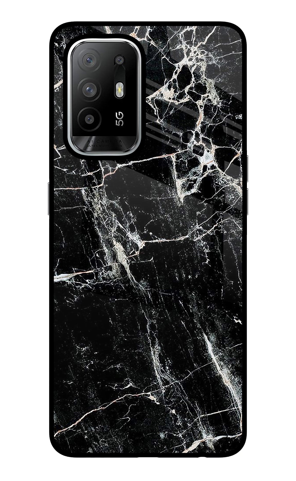 Black Marble Texture Oppo F19 Pro+ Glass Case