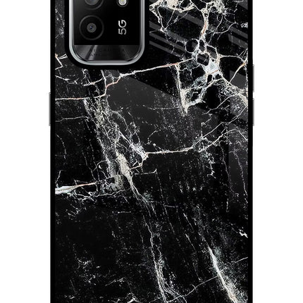 Black Marble Texture Oppo F19 Pro+ Glass Case Back Cover by Casekaro