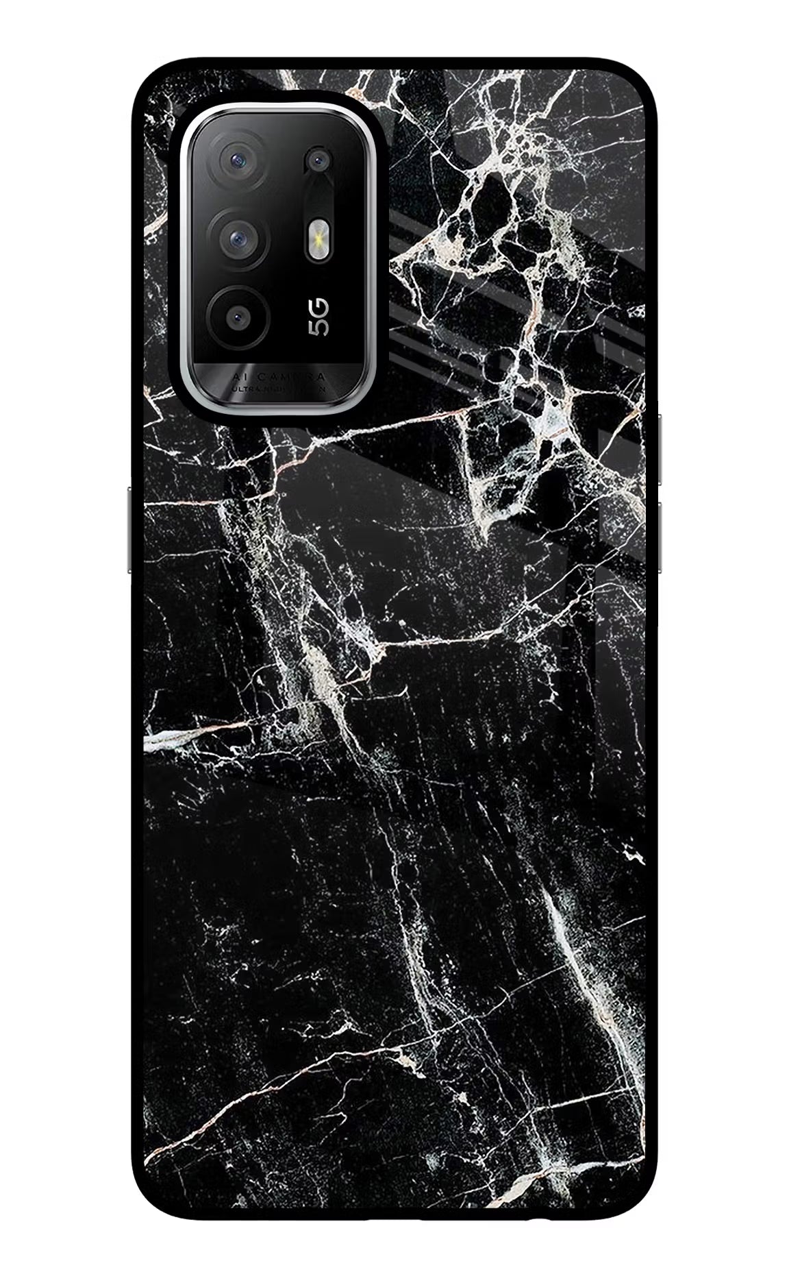 Black Marble Texture Oppo F19 Pro+ Glass Case
