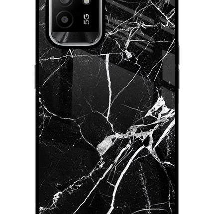 Black Marble Pattern Oppo F19 Pro+ Glass Case Back Cover by Casekaro