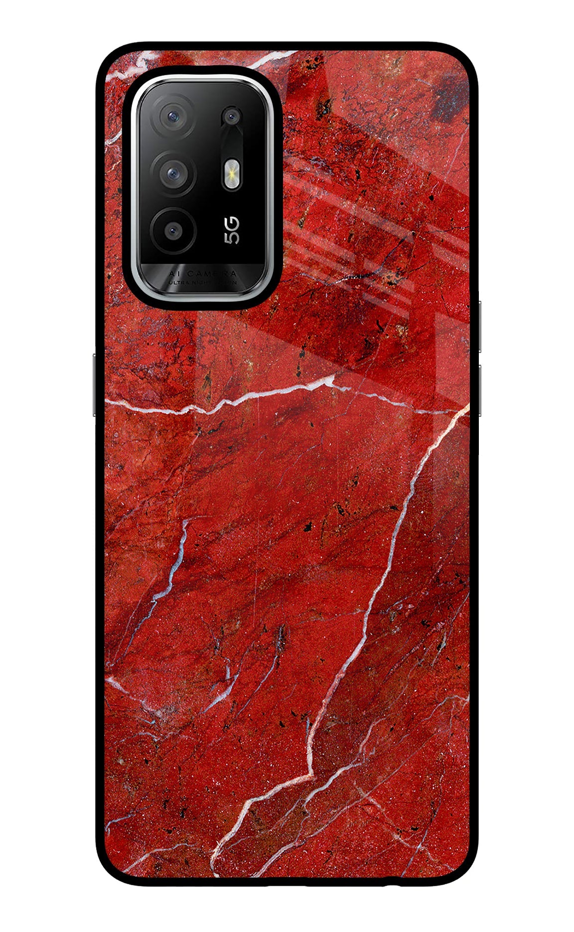 Red Marble Design Oppo F19 Pro+ Back Cover