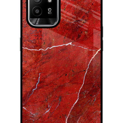 Red Marble Design Oppo F19 Pro+ Glass Case Back Cover by Casekaro
