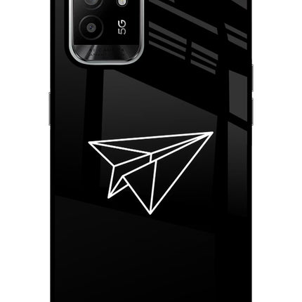 Paper Plane White Oppo F19 Pro+ Glass Case Back Cover by Casekaro