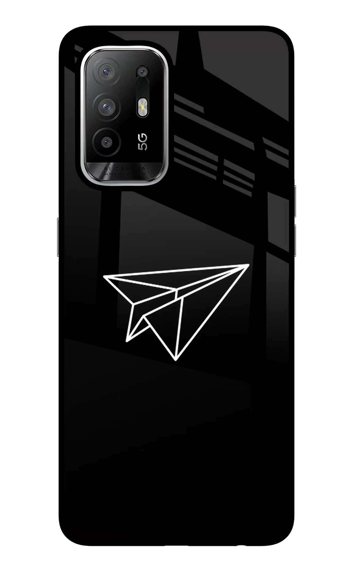 Paper Plane White Oppo F19 Pro+ Glass Case Back Cover by Casekaro