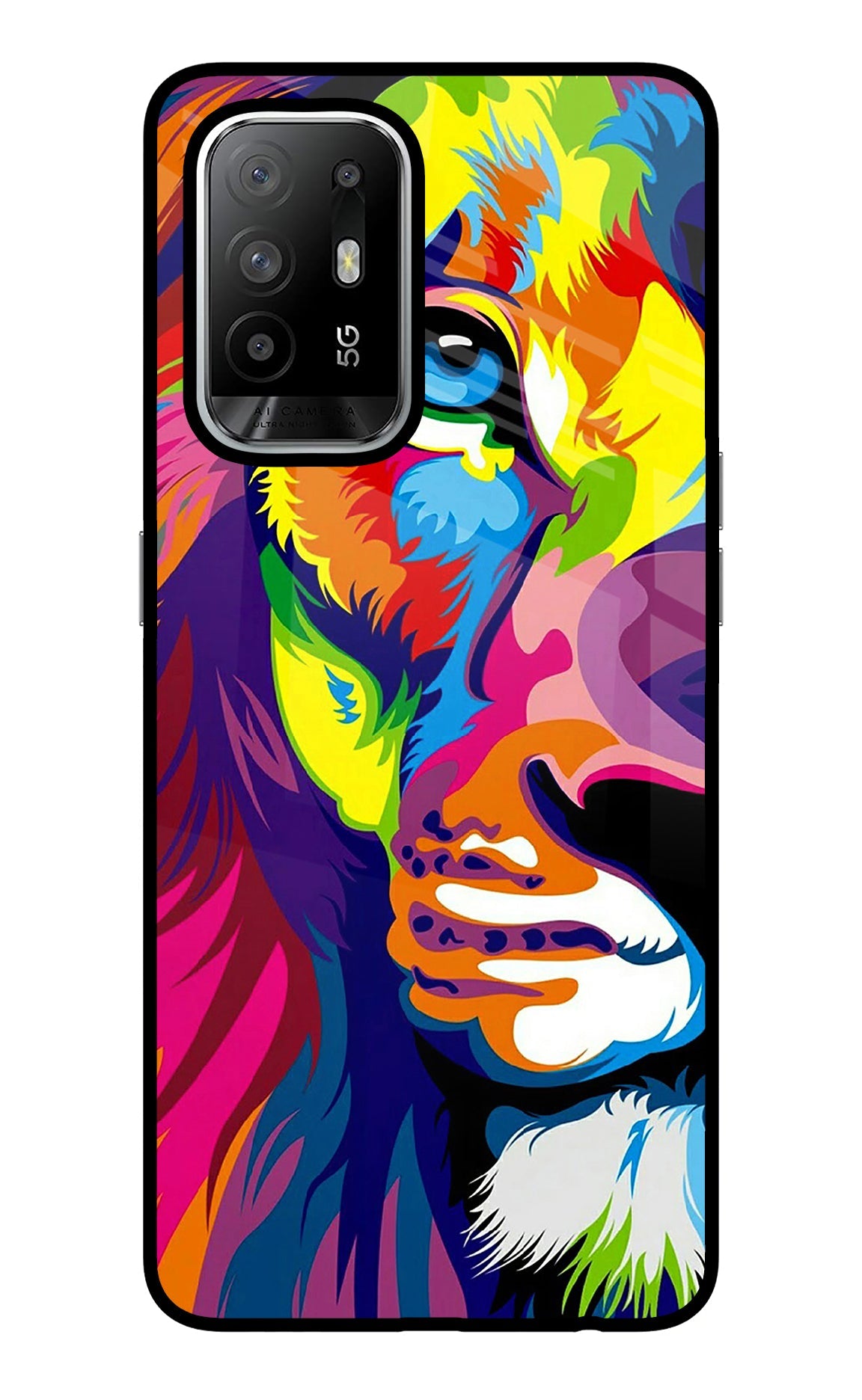 Lion Half Face Oppo F19 Pro+ Glass Case