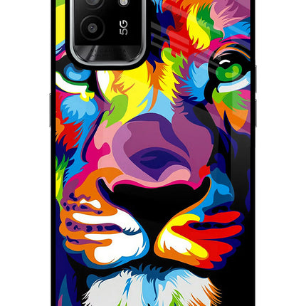 Lion Oppo F19 Pro+ Glass Case Back Cover by Casekaro
