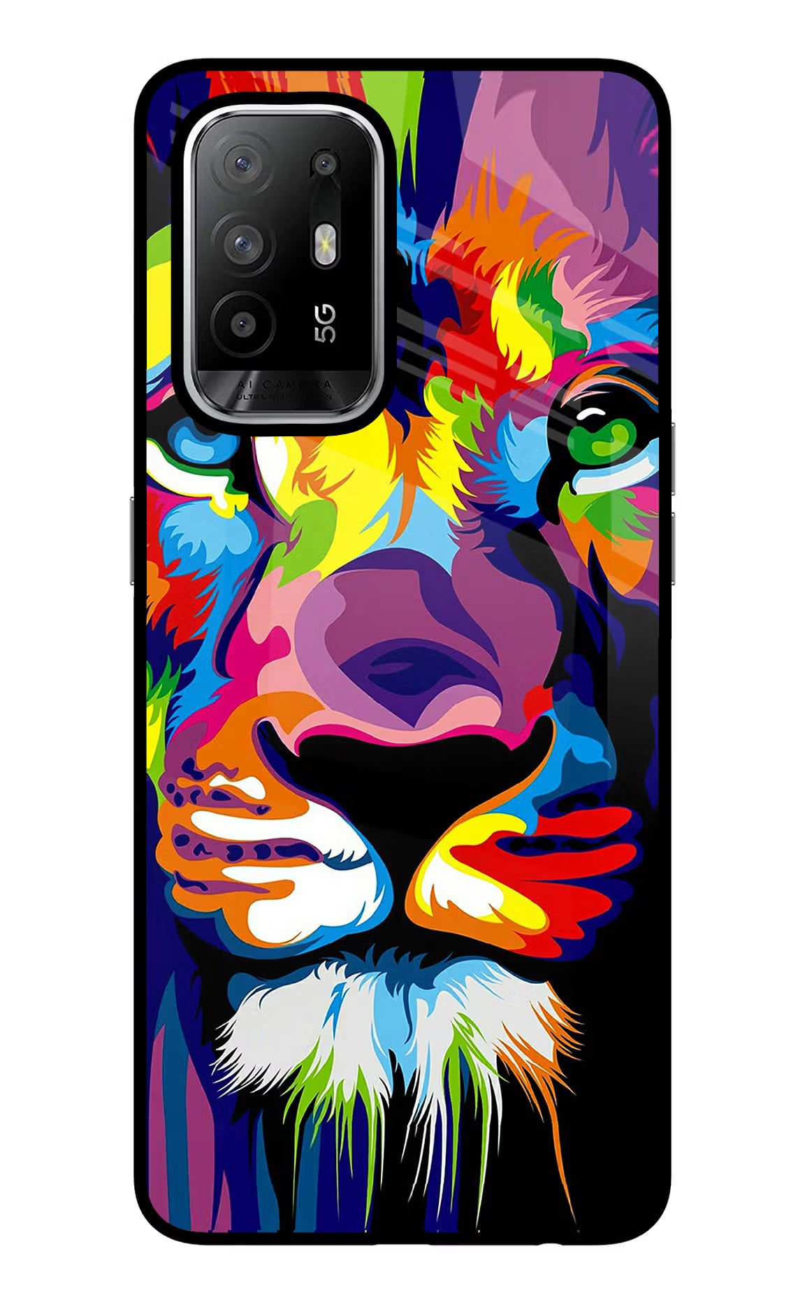 Lion Oppo F19 Pro+ Glass Case Back Cover by Casekaro