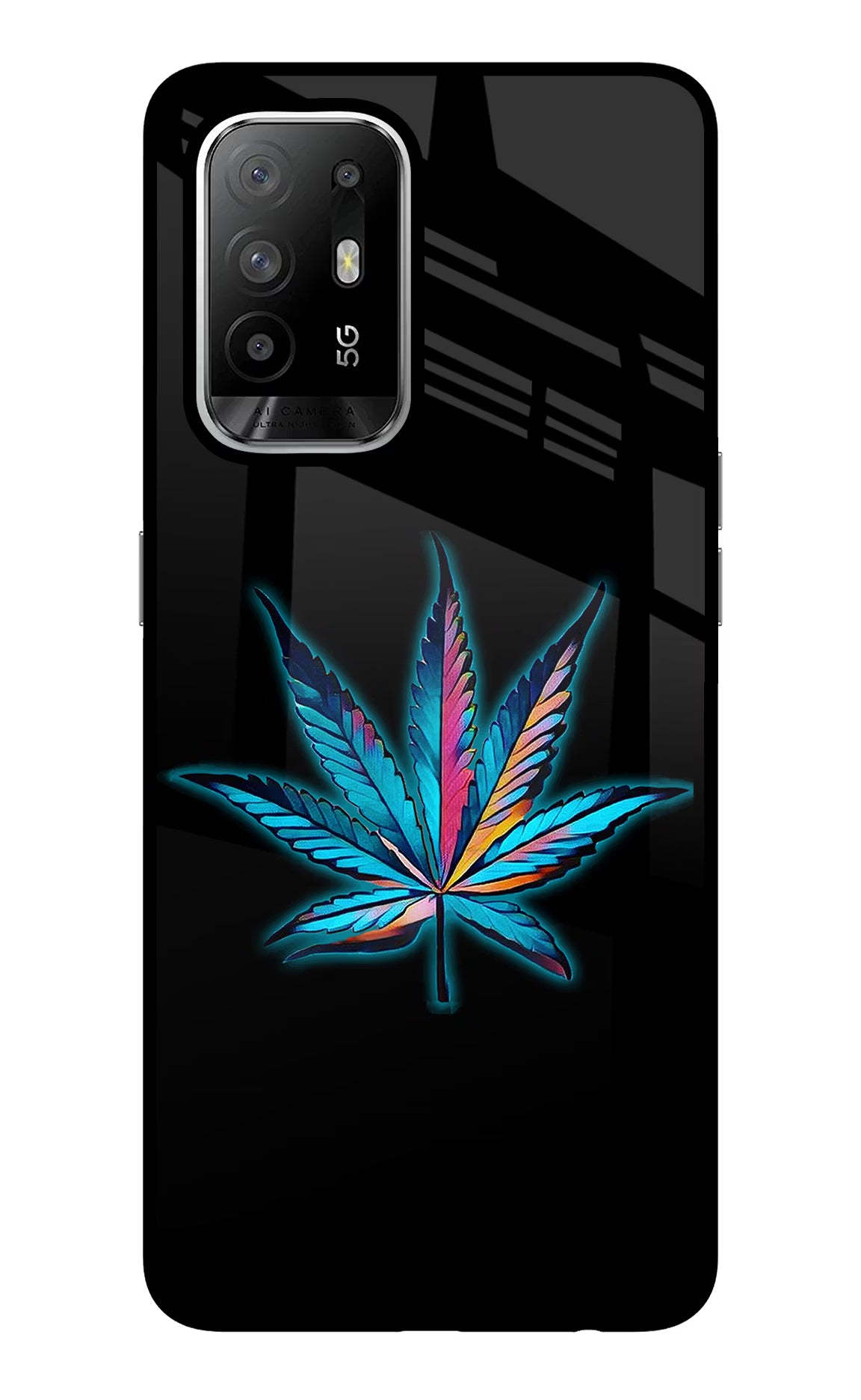 Weed Oppo F19 Pro+ Glass Case Back Cover by Casekaro