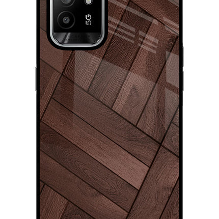 Wooden Texture Design Oppo F19 Pro+ Glass Case Back Cover by Casekaro