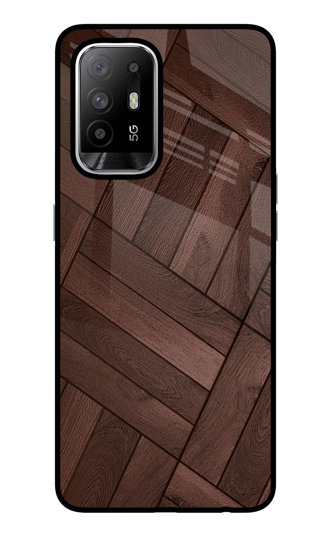 Wooden Texture Design Oppo F19 Pro+ Glass Case Back Cover by Casekaro