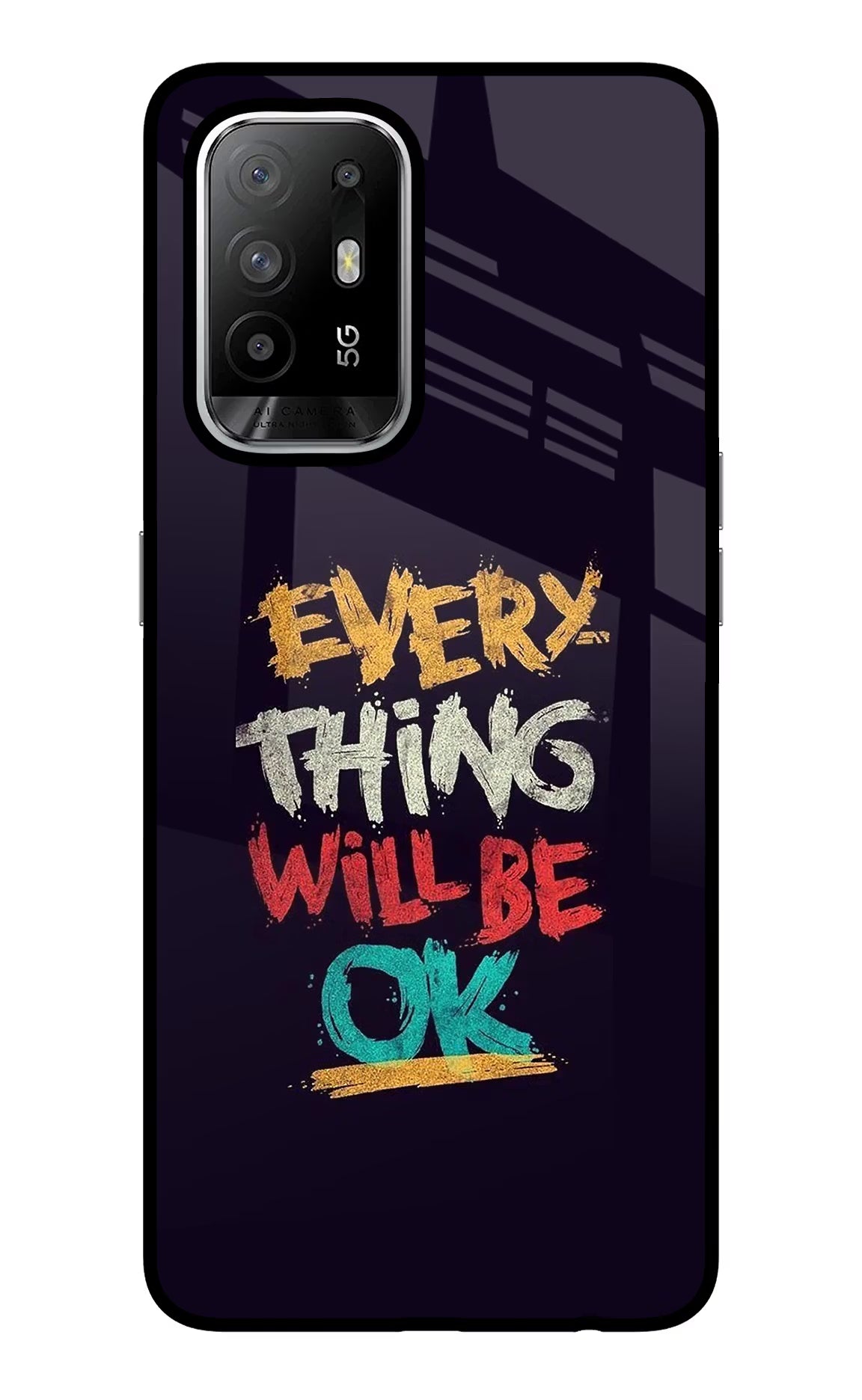 Everything Will Be Ok Oppo F19 Pro+ Glass Case Back Cover by Casekaro