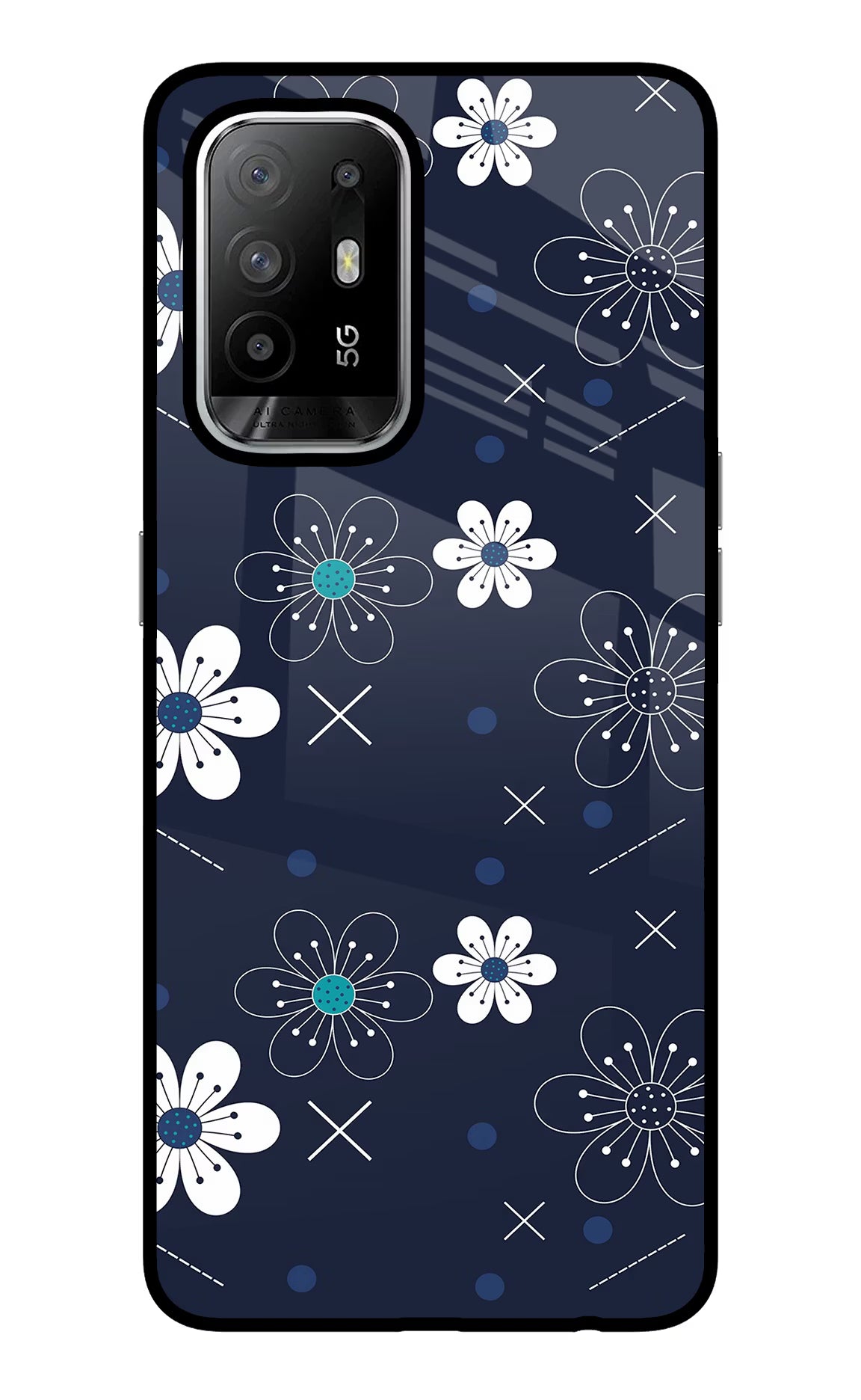 Flowers Oppo F19 Pro+ Glass Case Back Cover by Casekaro