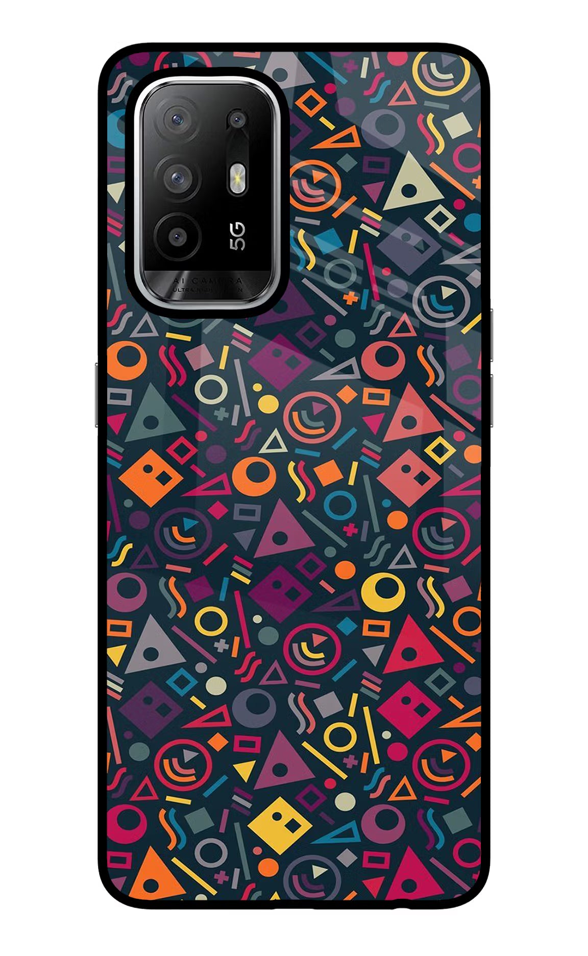 Geometric Abstract Oppo F19 Pro+ Glass Case Back Cover by Casekaro