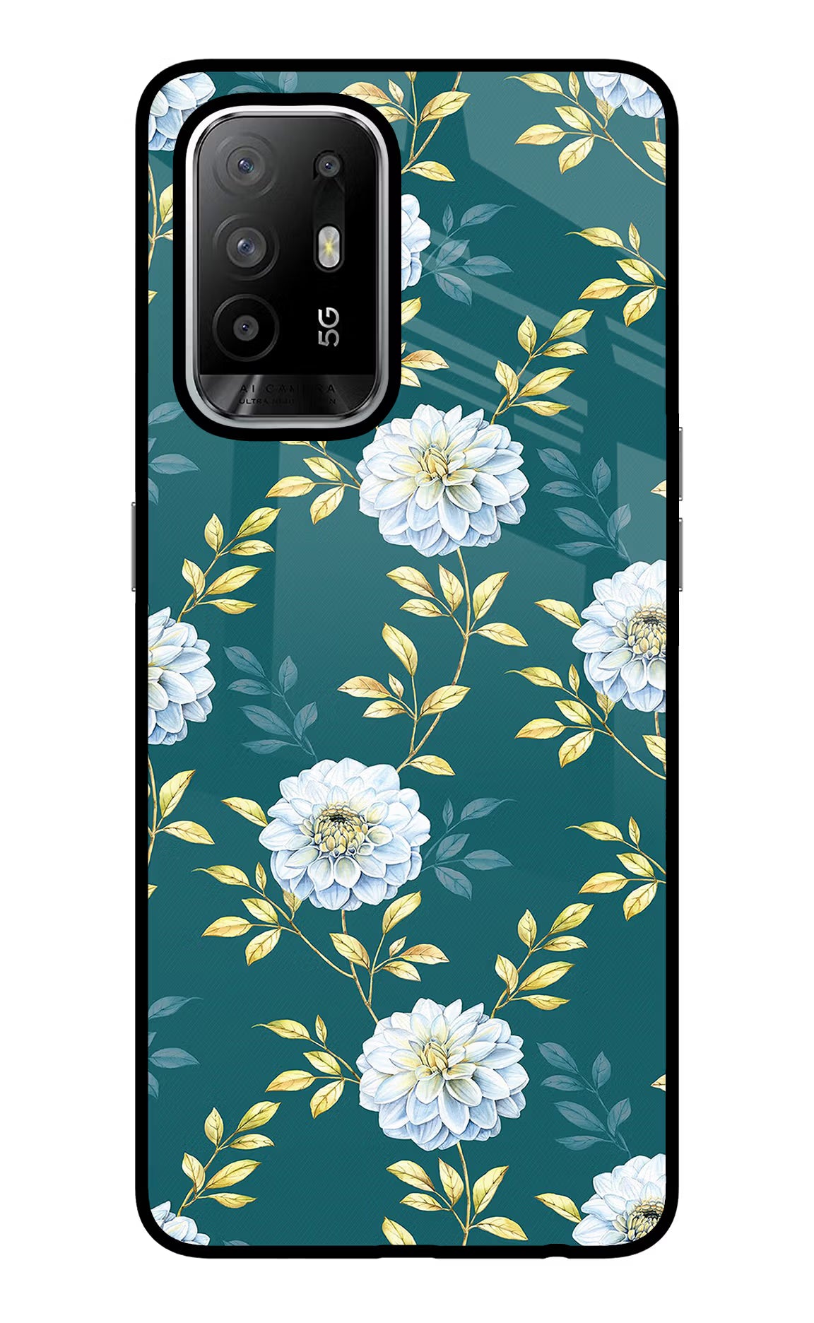 Flowers Oppo F19 Pro+ Glass Case Back Cover by Casekaro