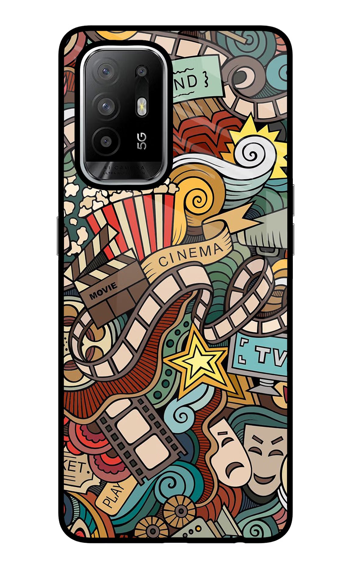 Cinema Abstract Oppo F19 Pro+ Glass Case Back Cover by Casekaro