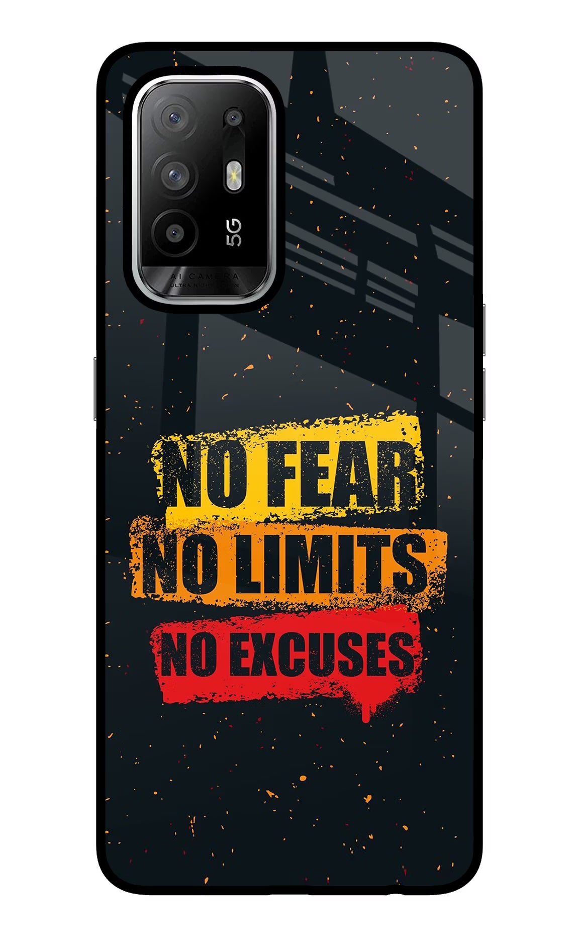 No Fear No Limits No Excuse Oppo F19 Pro+ Glass Case Back Cover by Casekaro