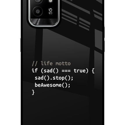 Life Motto Code Oppo F19 Pro+ Glass Case Back Cover by Casekaro