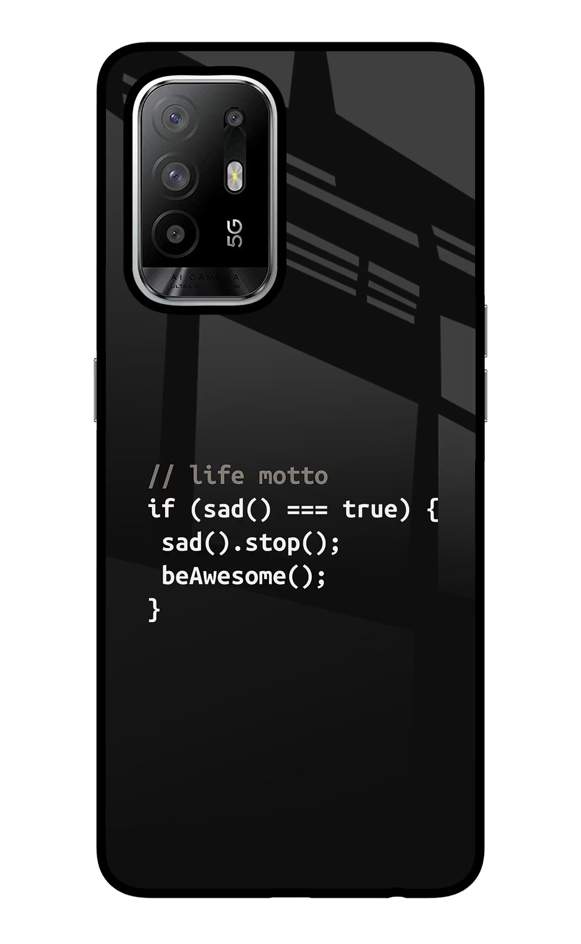 Life Motto Code Oppo F19 Pro+ Glass Case Back Cover by Casekaro