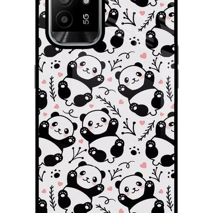 Cute Panda Oppo F19 Pro+ Glass Case Back Cover by Casekaro