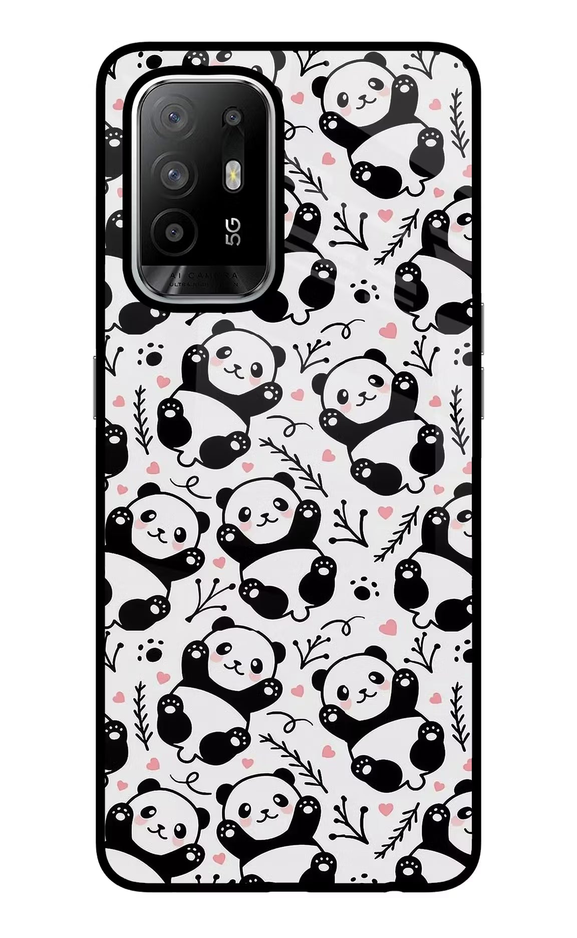 Cute Panda Oppo F19 Pro+ Glass Case Back Cover by Casekaro