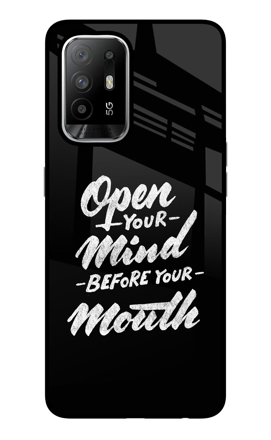 Open Your Mind Before Your Mouth Oppo F19 Pro+ Glass Case Back Cover by Casekaro