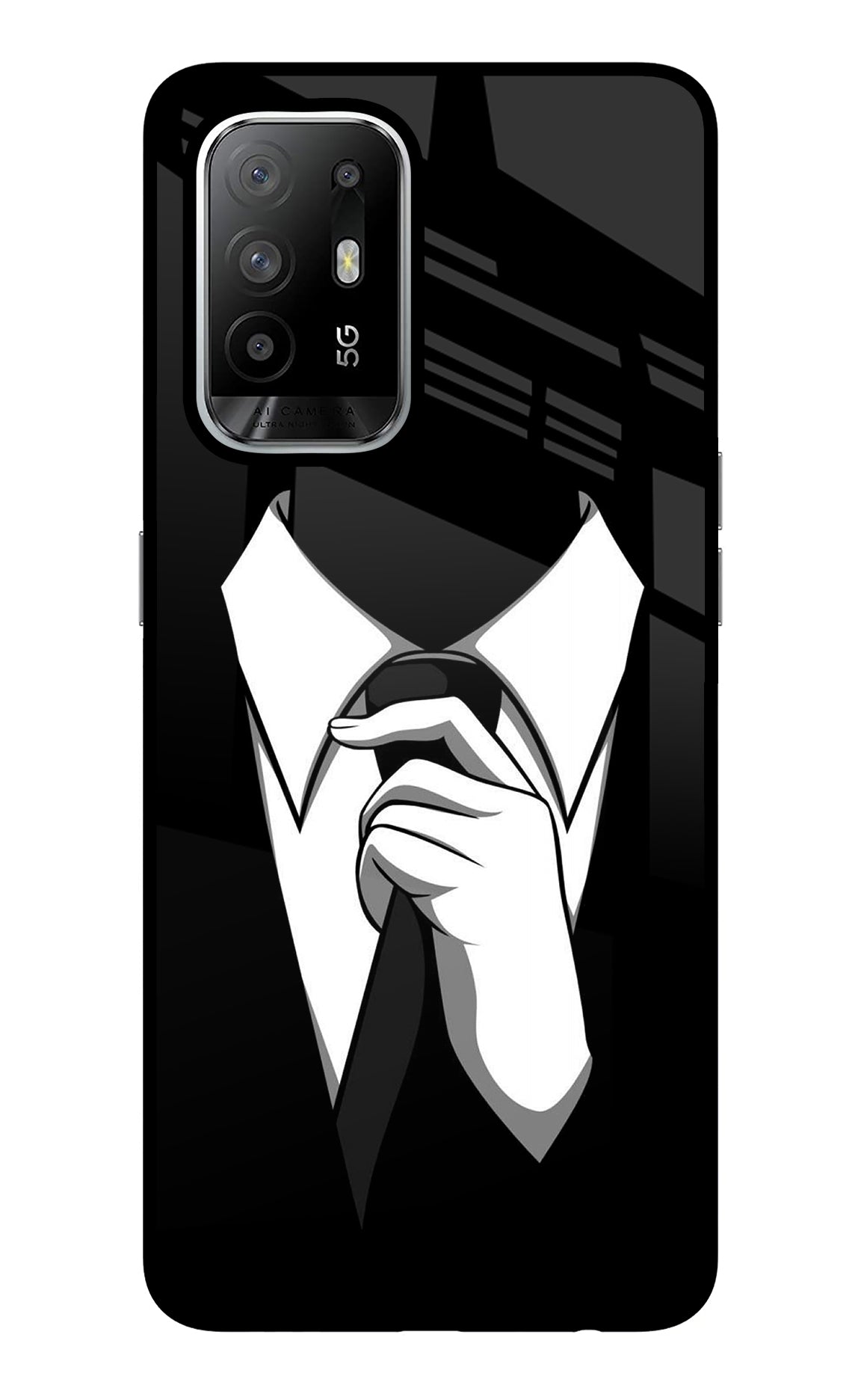 Black Tie Oppo F19 Pro+ Back Cover