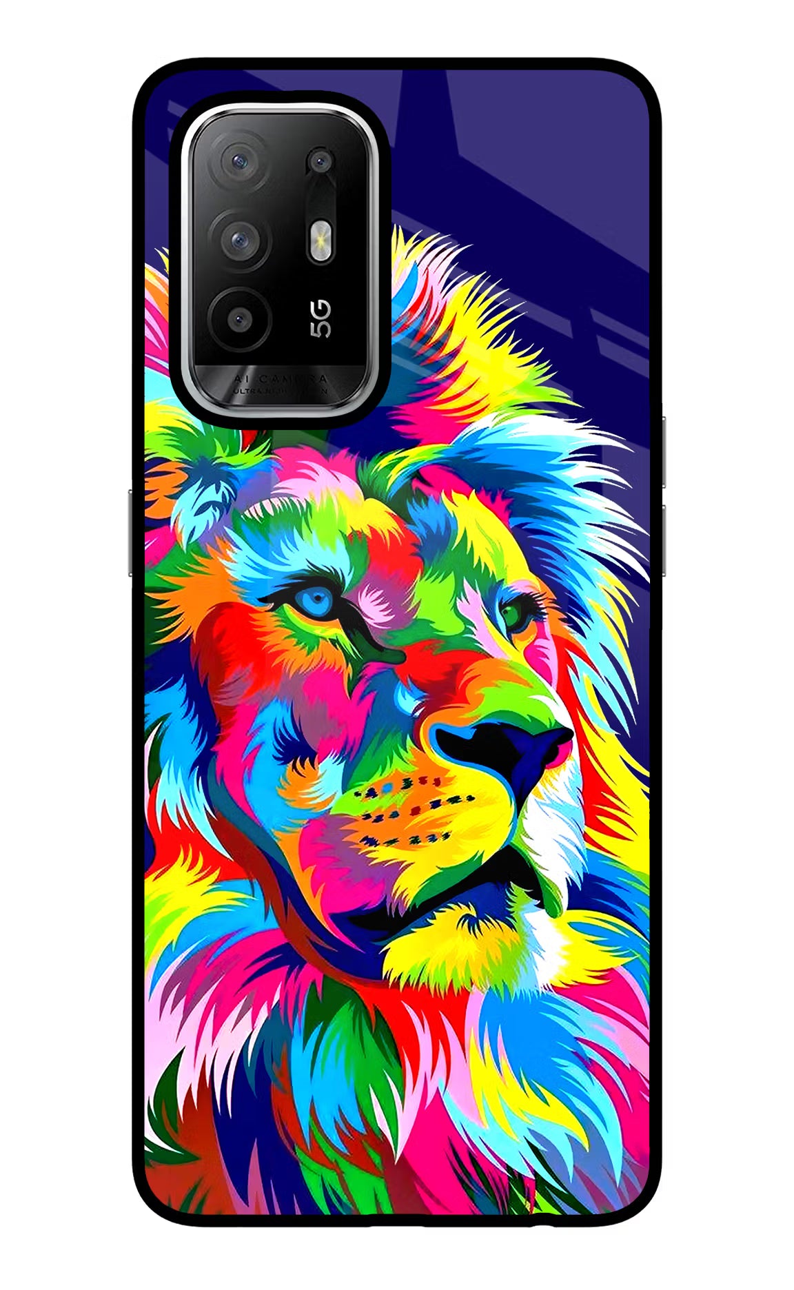 Vector Art Lion Oppo F19 Pro+ Glass Case Back Cover by Casekaro