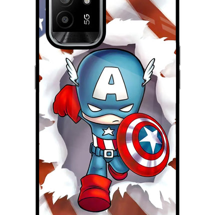 Captain America Oppo F19 Pro+ Glass Case Back Cover by Casekaro