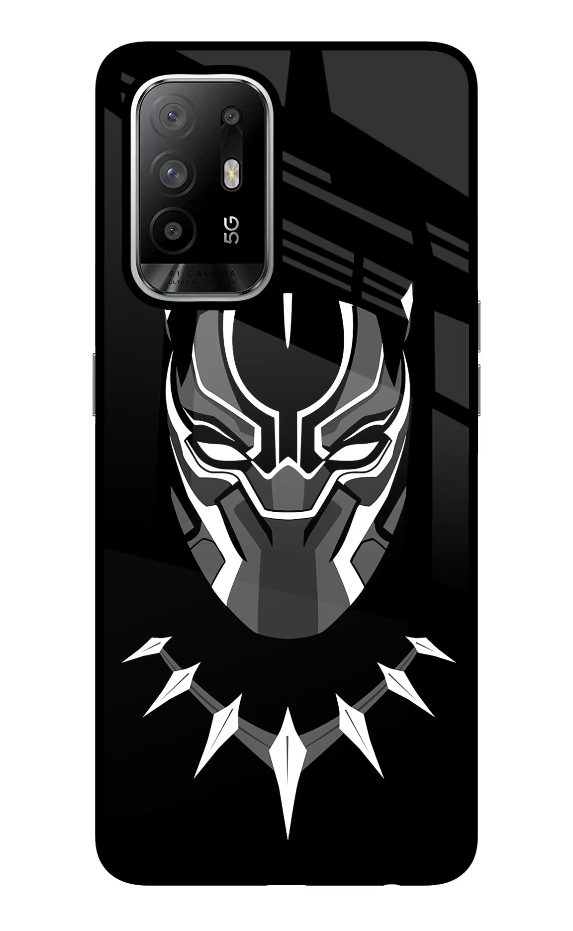 Black Panther Oppo F19 Pro+ Glass Case Back Cover by Casekaro