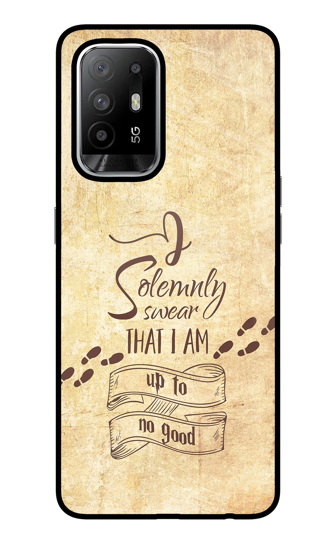 I Solemnly swear that i up to no good Oppo F19 Pro+ Glass Case Back Cover by Casekaro