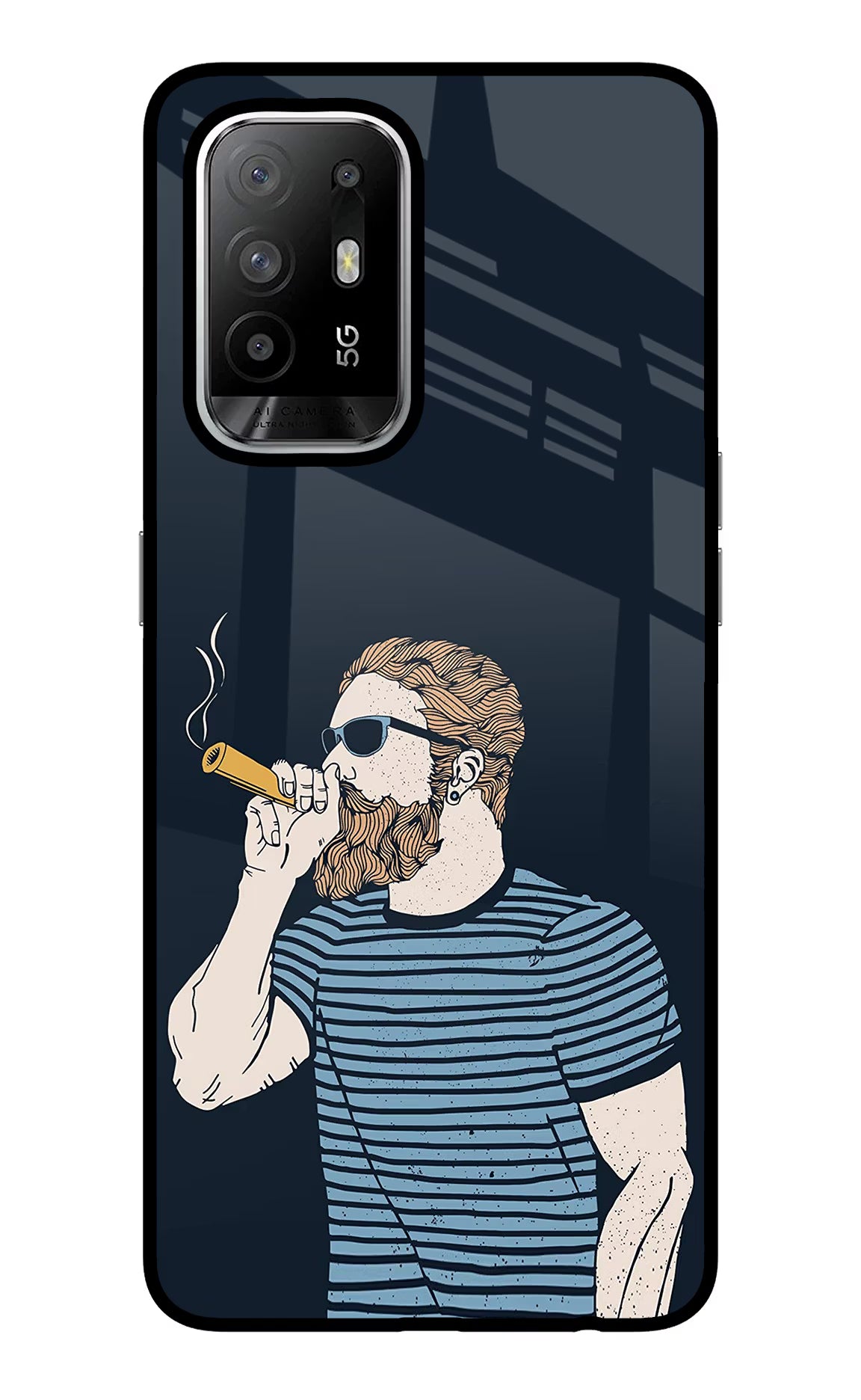 Smoking Oppo F19 Pro+ Glass Case Back Cover by Casekaro