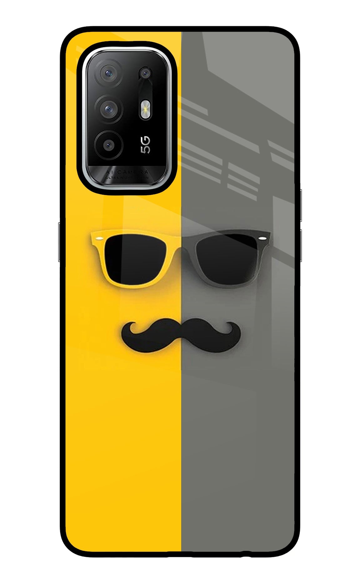 Sunglasses with Mustache Oppo F19 Pro+ Glass Case