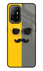 Sunglasses with Mustache Oppo F19 Pro+ Glass Case