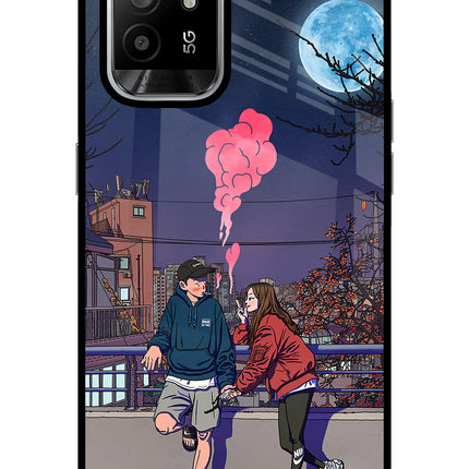 Chilling Couple Oppo F19 Pro+ Glass Case Back Cover by Casekaro