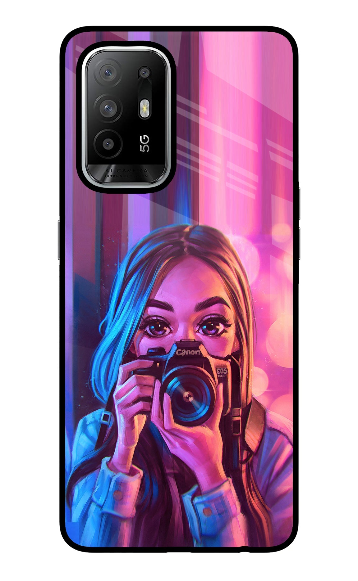 Girl Photographer Oppo F19 Pro+ Back Cover