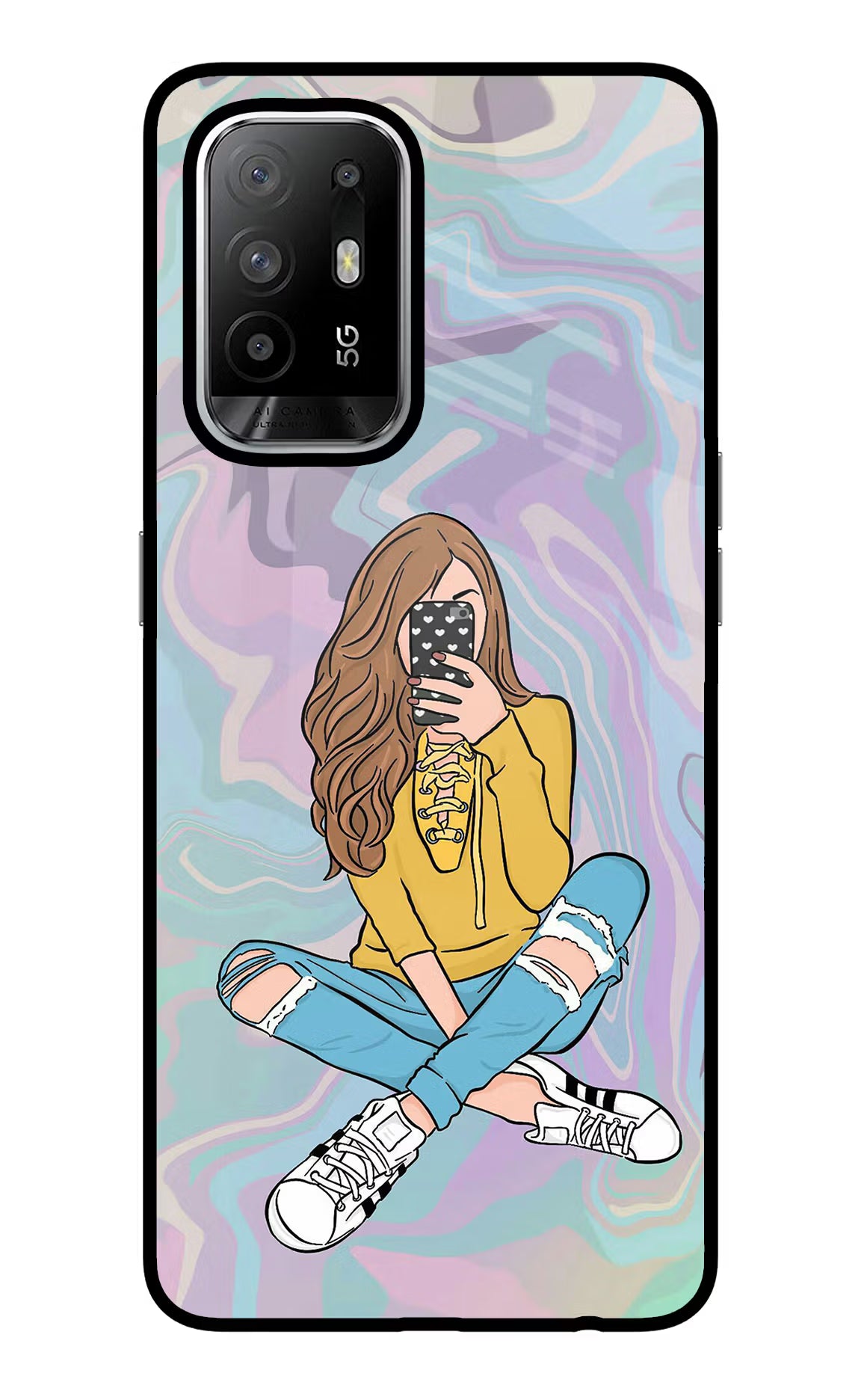 Selfie Girl Oppo F19 Pro+ Glass Case Back Cover by Casekaro
