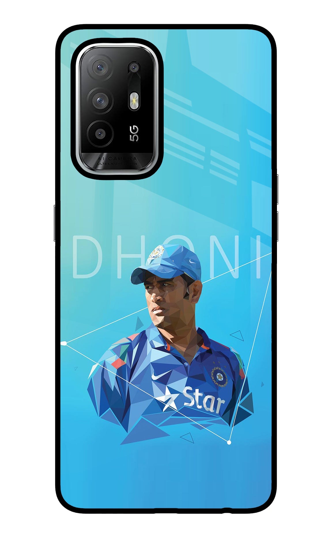 Dhoni Artwork Oppo F19 Pro+ Back Cover