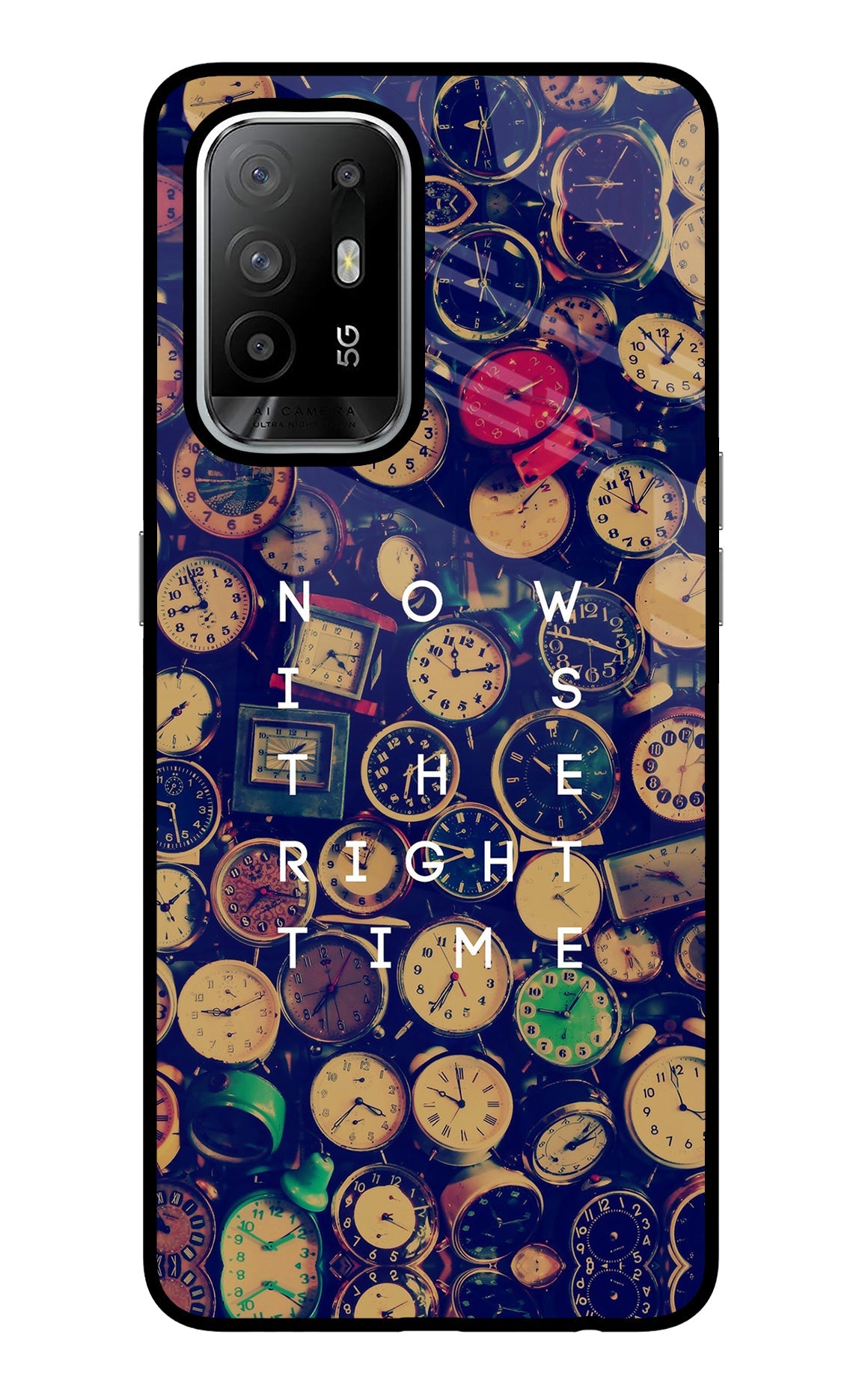 Now is the Right Time Quote Oppo F19 Pro+ Glass Case