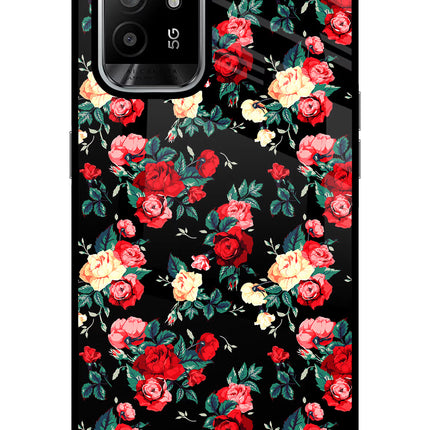 Rose Pattern Oppo F19 Pro+ Glass Case Back Cover by Casekaro