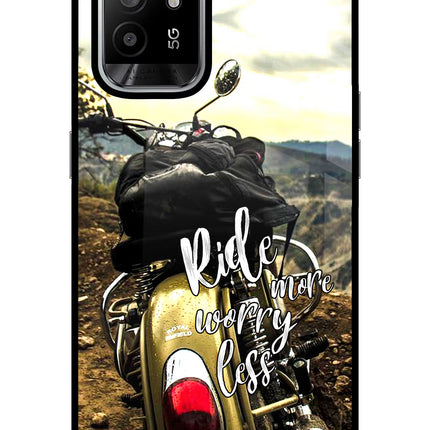 Ride More Worry Less Oppo F19 Pro+ Glass Case Back Cover by Casekaro