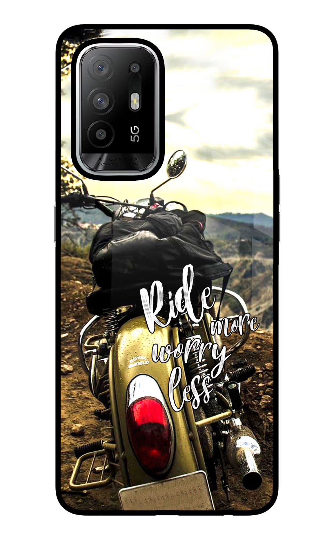 Ride More Worry Less Oppo F19 Pro+ Glass Case Back Cover by Casekaro